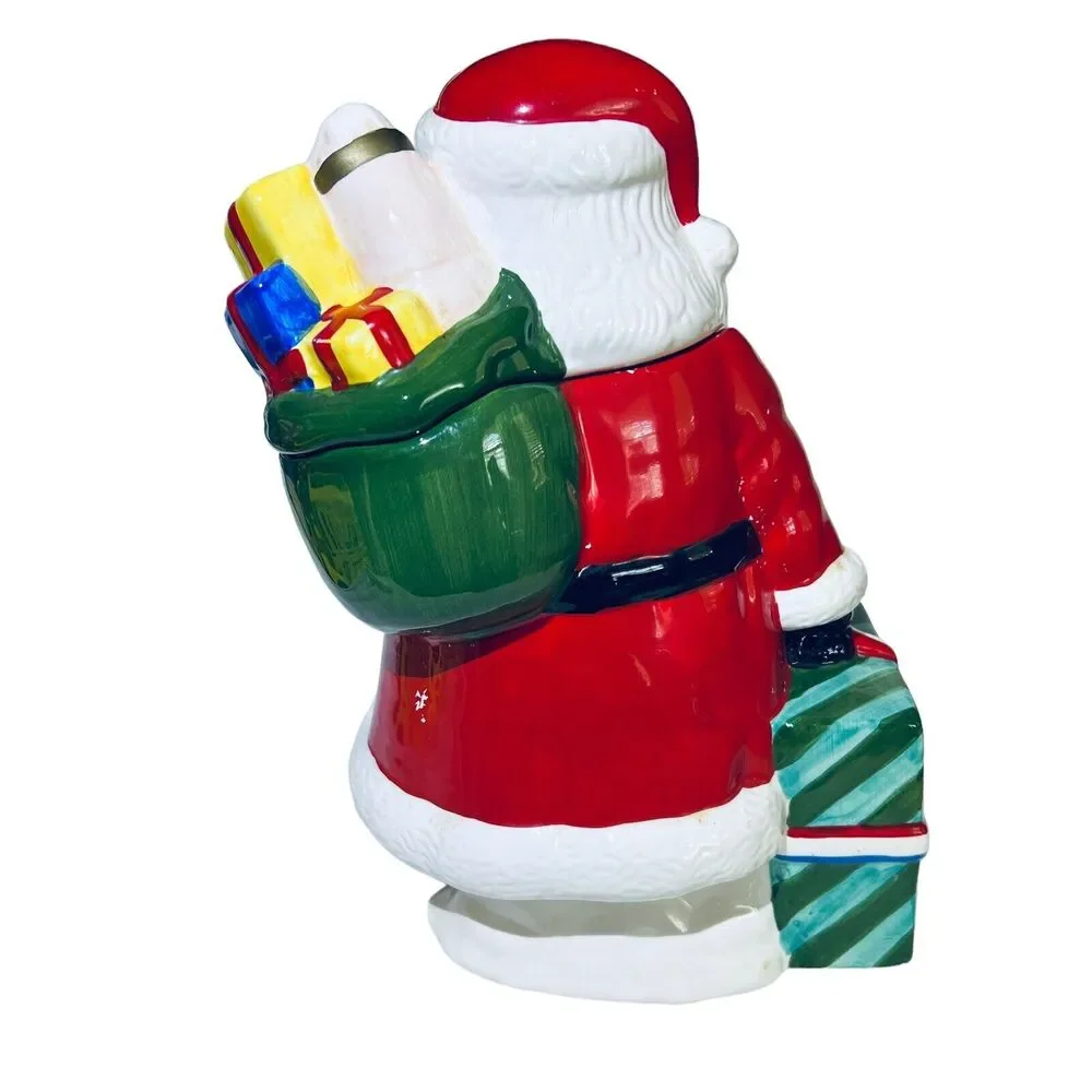 VTG Holiday Novelty 11.5” Tall Santa Claus Toys Snow Cookie Jar Canister & Box‎